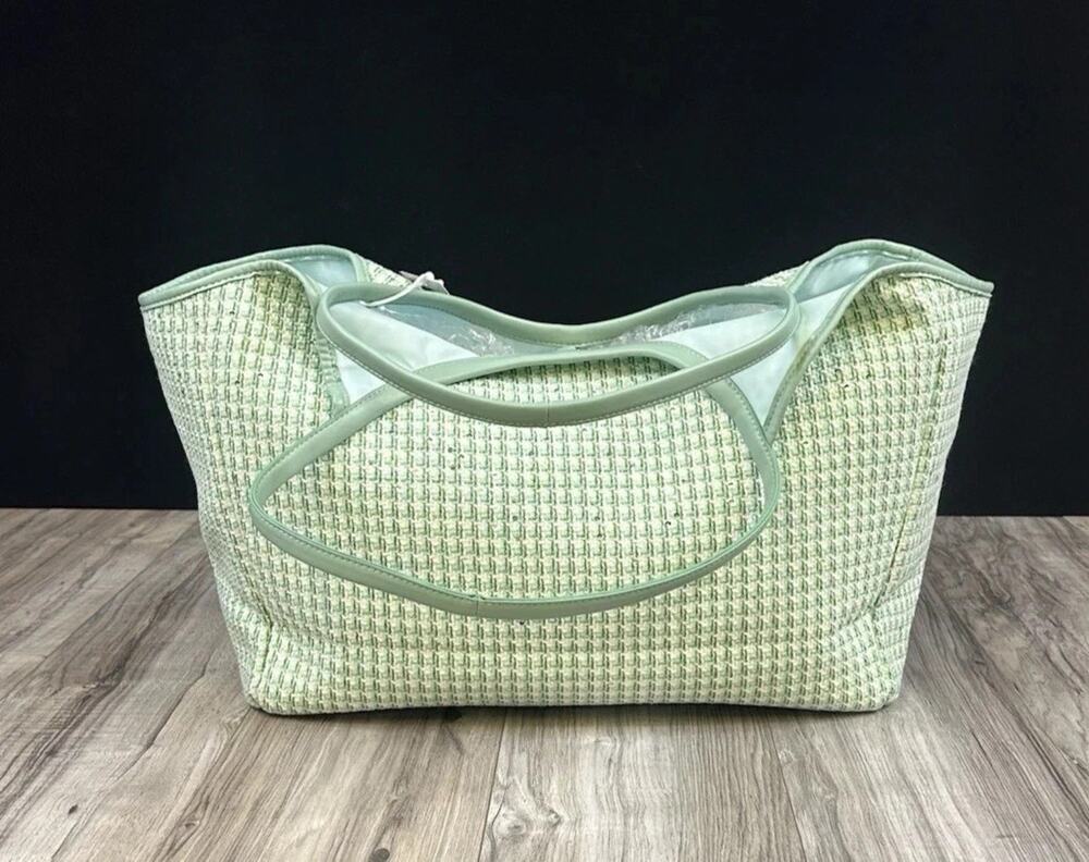 Stoney Clover Lane Green Houndstooth Scoop Tote Bag Large Shoulder Handbag NEW
